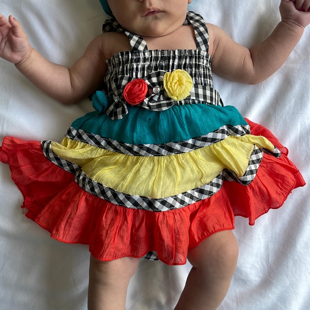 3 piece Colorful baby girl dress